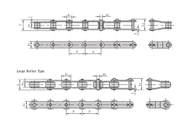 Double pitch conveyor chain