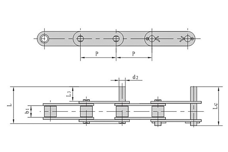 Stainless steel double pitch extension pin conveyor chain